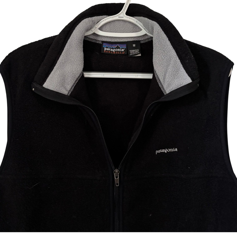 Patagonia Synchilla Fleece Vest Mens Medium Black Full Zip Sleeveless Jacket